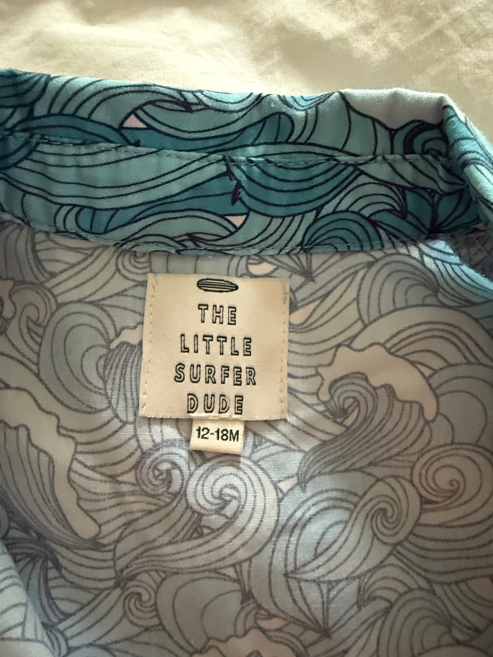 Wave-Print Button-Down Shirt - Blue - Picture 2 of 3